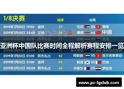 亚洲杯中国队比赛时间全程解析赛程安排一览 亚洲杯中国队比赛时间全程解析赛程安排一览